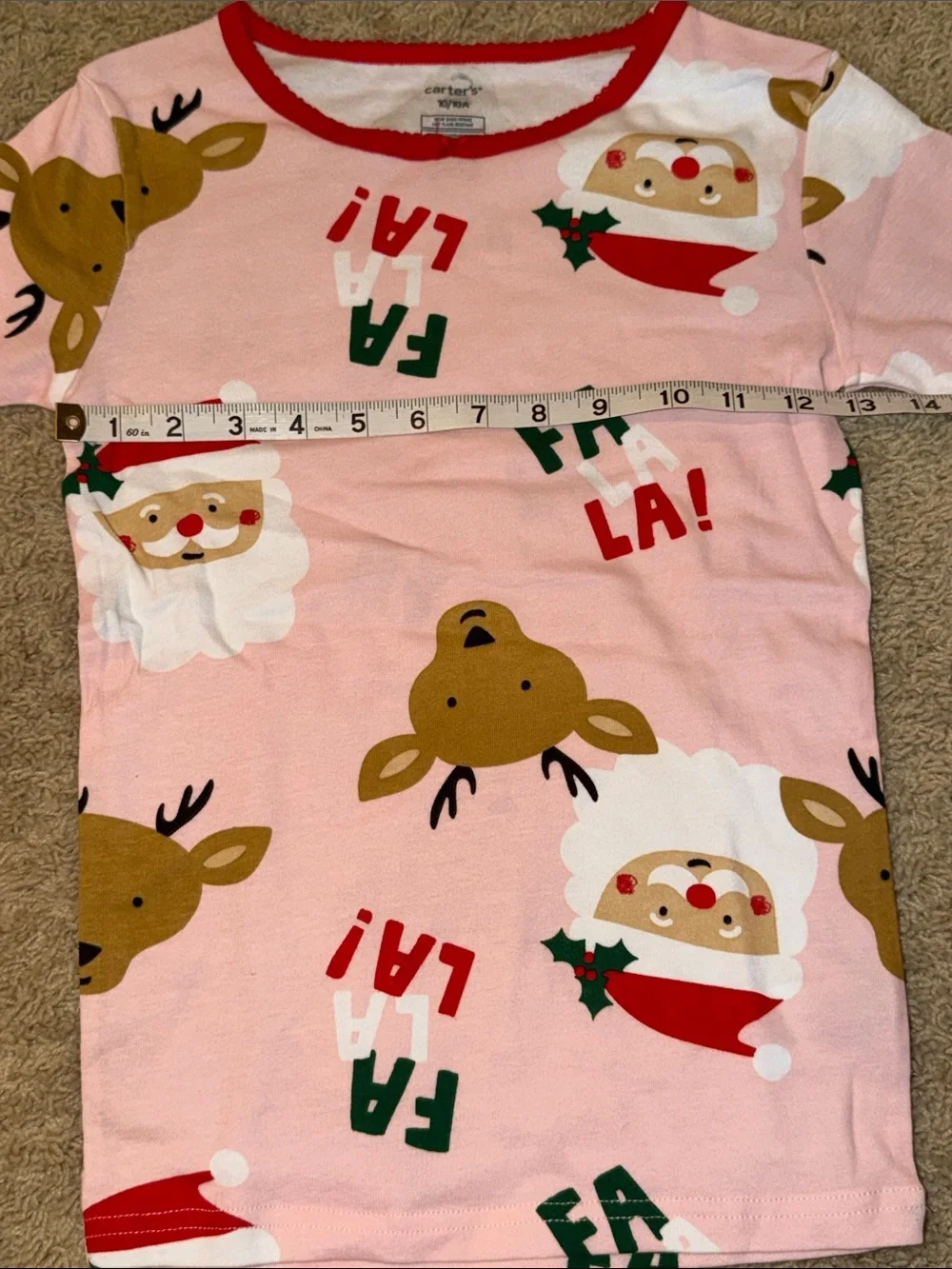 Carter's Pink Christmas Santa & Reindeer Pajama Set